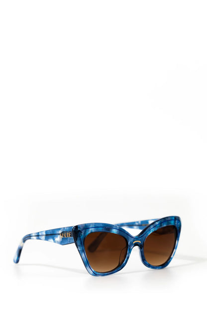 Maude Starla ~ Blue Glitter Cat eye Sunglasses