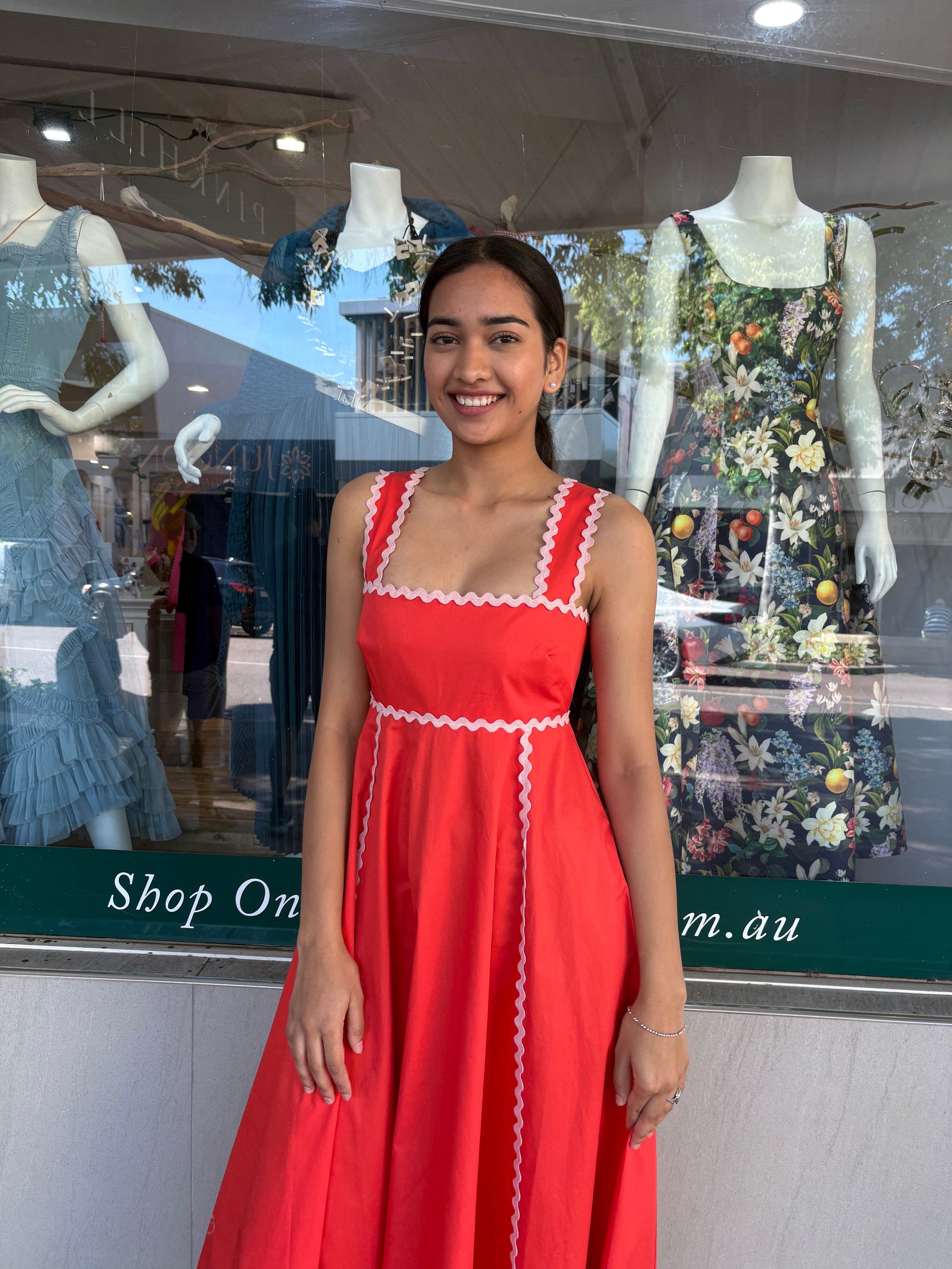 ALEMAIS CONTESSA SUMMER DRESS - TOMATO - Pinkhill -  - [] - Darwin boutique - Australian fashion design - Darwin Fashion - Australian Fashion Designer - Australian Fashion Designer Brands - Australian Fashion Design 