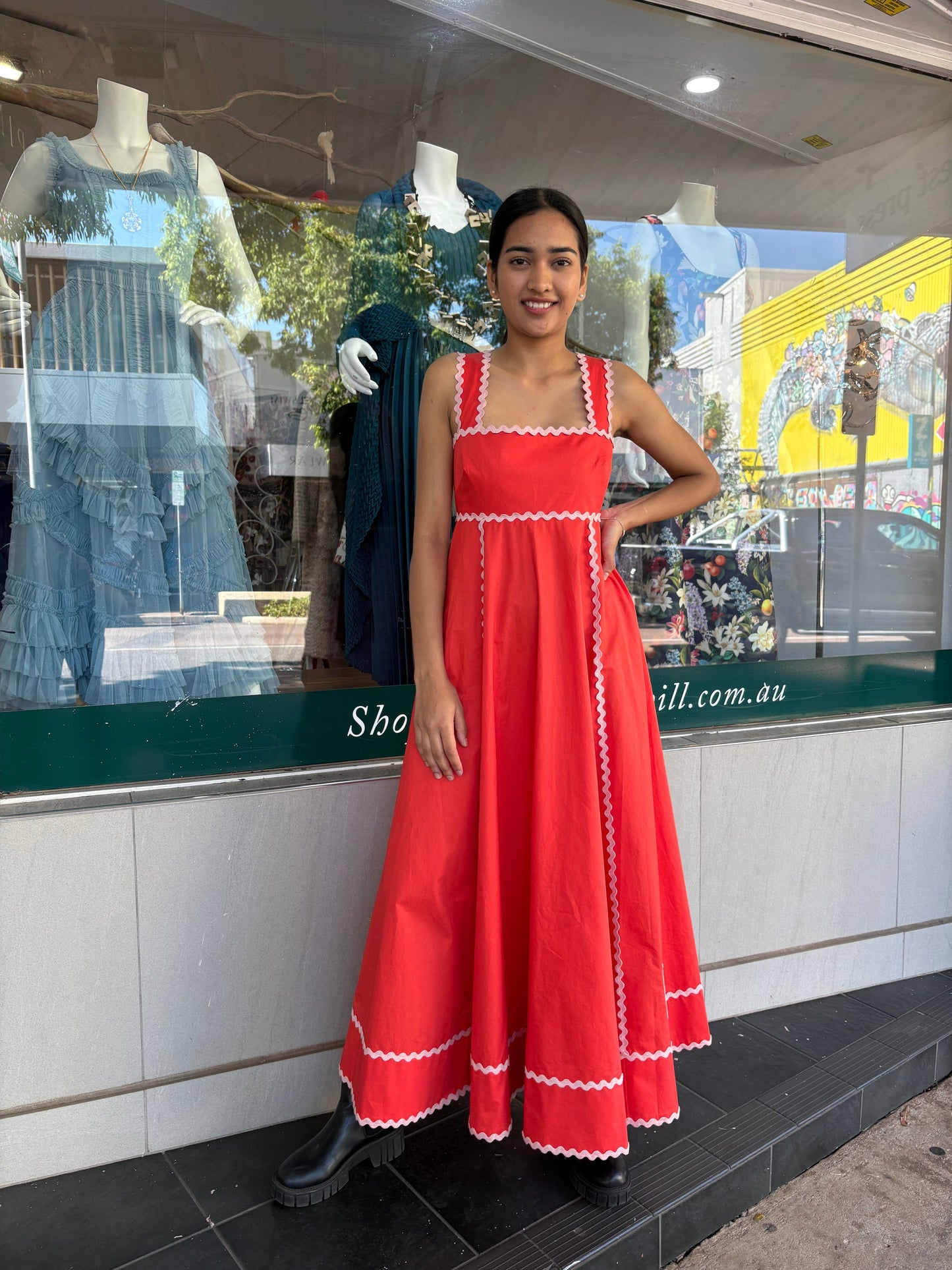 ALEMAIS CONTESSA SUMMER DRESS - TOMATO - Pinkhill -  - [] - Darwin boutique - Australian fashion design - Darwin Fashion - Australian Fashion Designer - Australian Fashion Designer Brands - Australian Fashion Design 