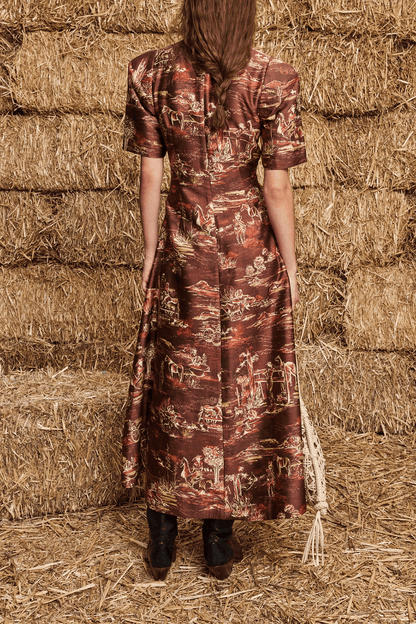 Hampden Clothing Alemais Ezra Midi Dress in Chocolate - Chocolate