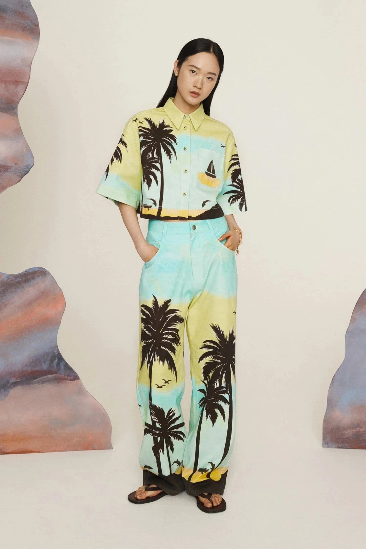 ALEMAIS SAIL AWAY CROPPED SHIRT - Pinkhill -  - [] - Darwin boutique - Australian fashion design - Darwin Fashion - Australian Fashion Designer - Australian Fashion Designer Brands - Australian Fashion Design 