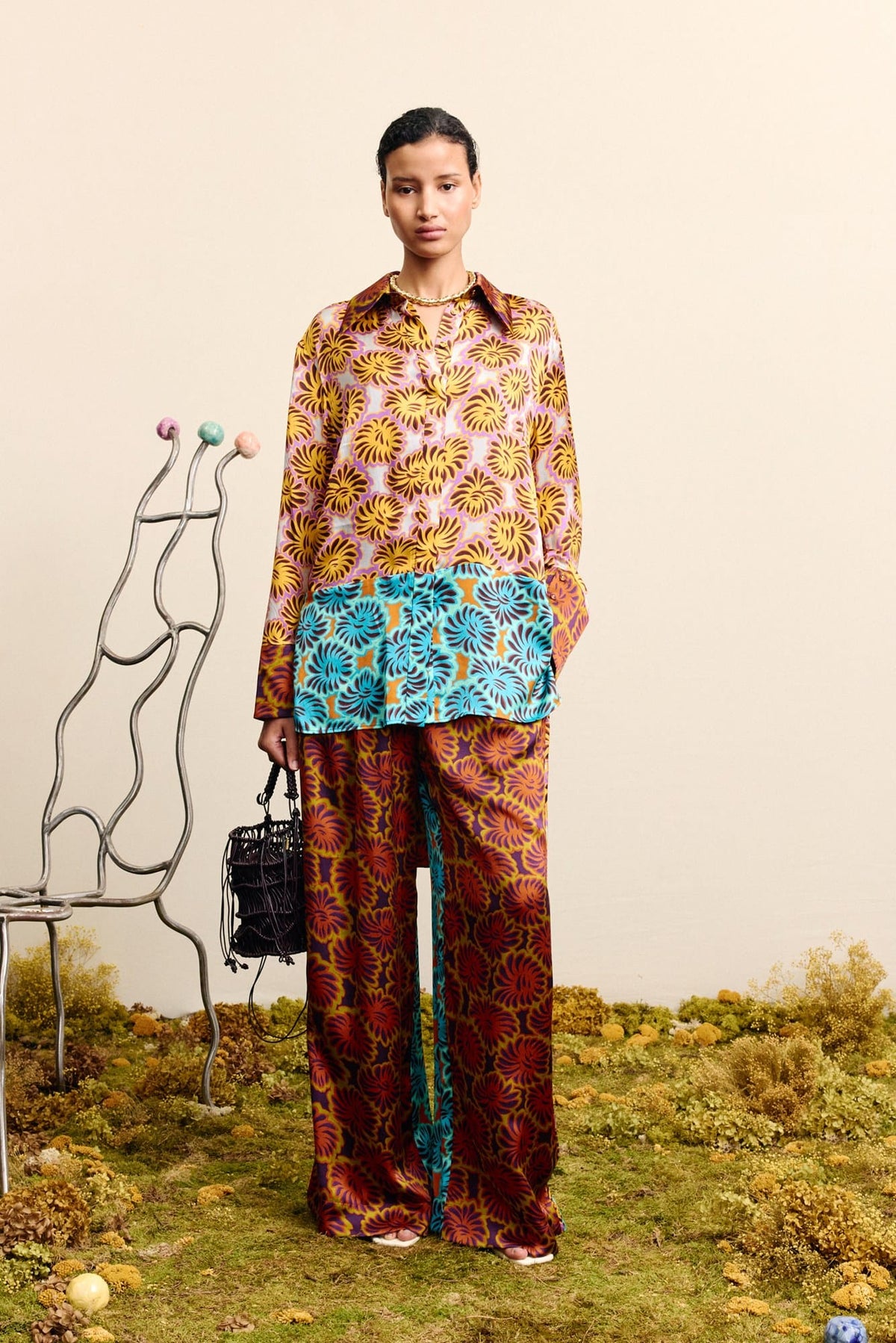Alemais Xander Spliced Silk Shirt - Multi