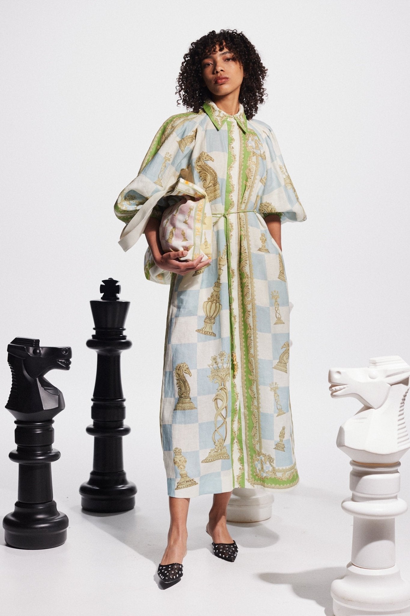 ALEMAIS CHECKMATE LINEN SHIRTDRESS - Pinkhill - ALEMAIS - Dresses, Mid May 24, PRE-FALL 24 - Darwin boutique - Australian fashion design - Darwin Fashion - Australian Fashion Designer - Australian Fashion Designer Brands - Australian Fashion Design Shirtdresses