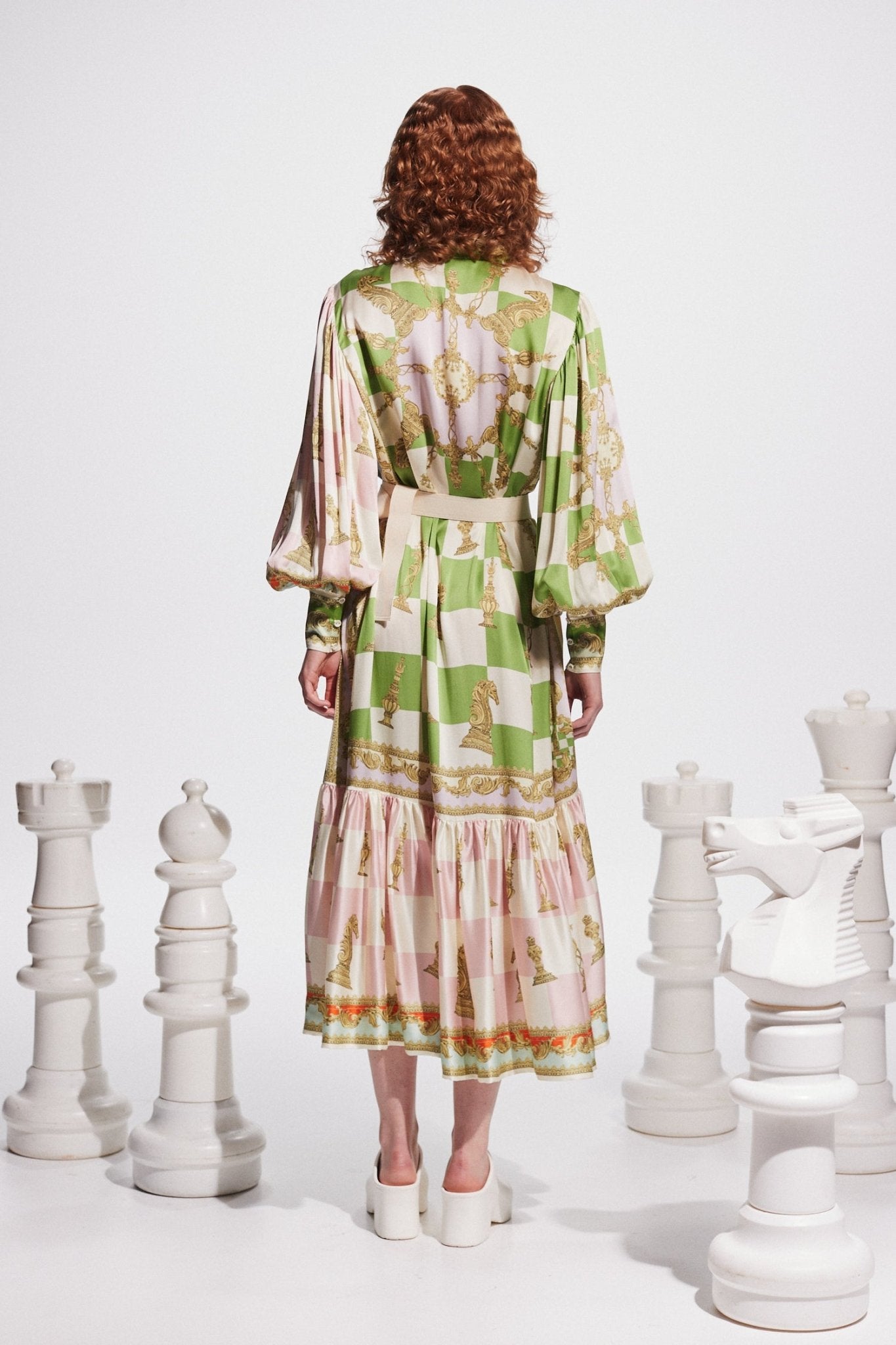 ALEMAIS CHECKMATE SILK SHIRTDRESS - Pinkhill - ALEMAIS - FALL-24, Mid May 24 - Darwin boutique - Australian fashion design - Darwin Fashion - Australian Fashion Designer - Australian Fashion Designer Brands - Australian Fashion Design Shirtdresses