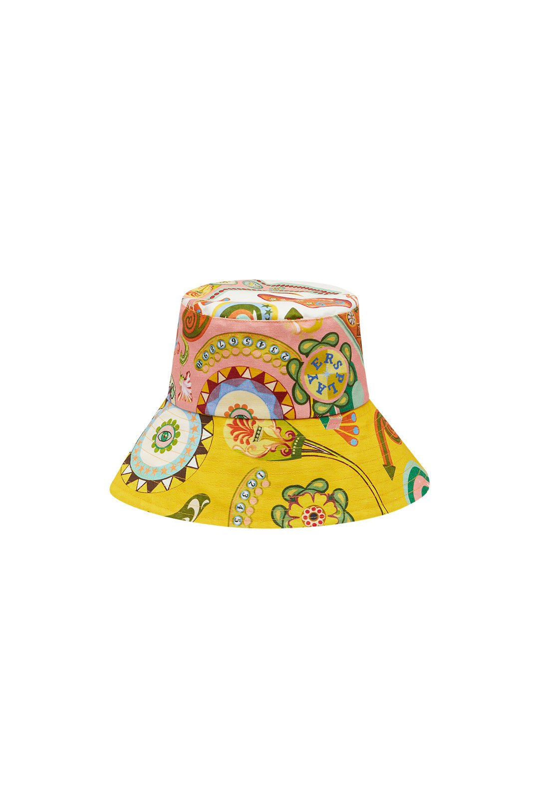 ALEMAIS PINBALL LINEN BUCKET HAT - Pinkhill - ALEMAIS - Mid May 24, PRE-FALL 24 - Darwin boutique - Australian fashion design - Darwin Fashion - Australian Fashion Designer - Australian Fashion Designer Brands - Australian Fashion Design Hats