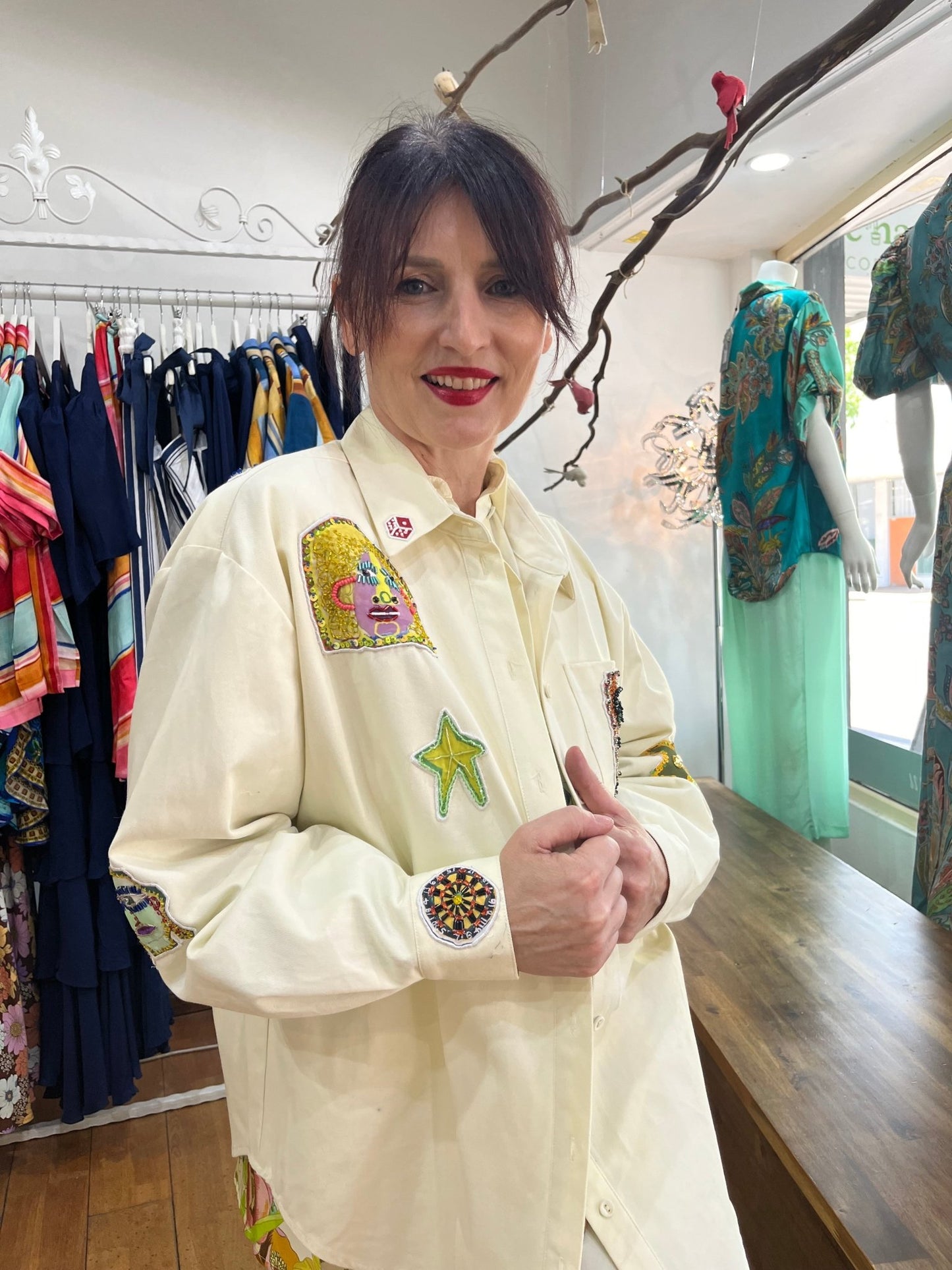 ALEMAIS PLAYERS EMBROIDERED SHIRT CREAM - ALEMAIS - Pinkhill - darwin fashion - darwin boutique