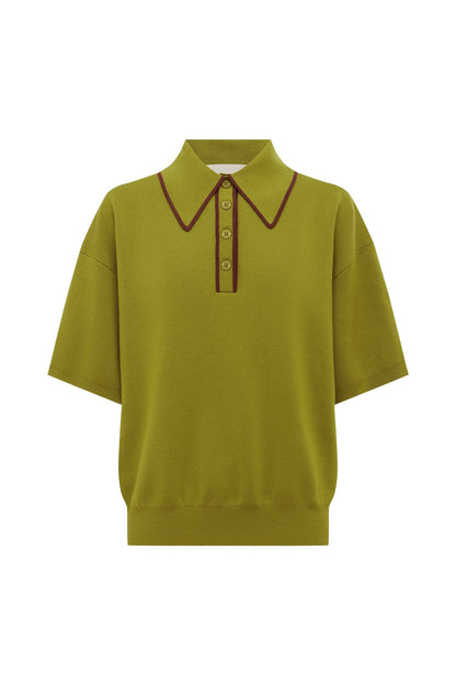 VALENTINA OLIVE KNIT POLO
