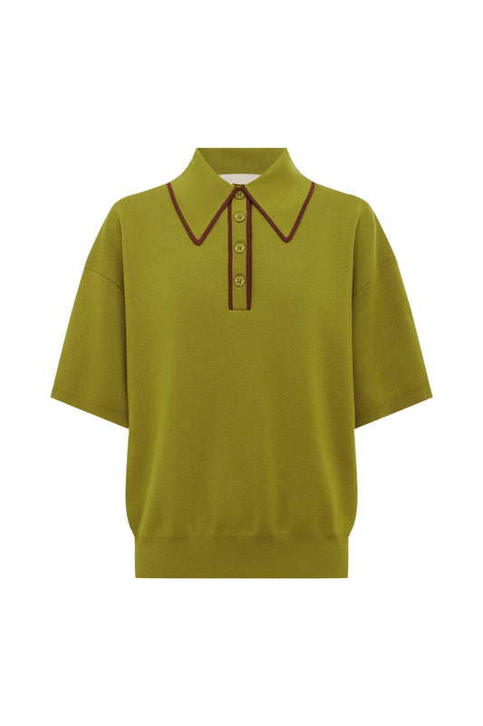 VALENTINA OLIVE KNIT POLO