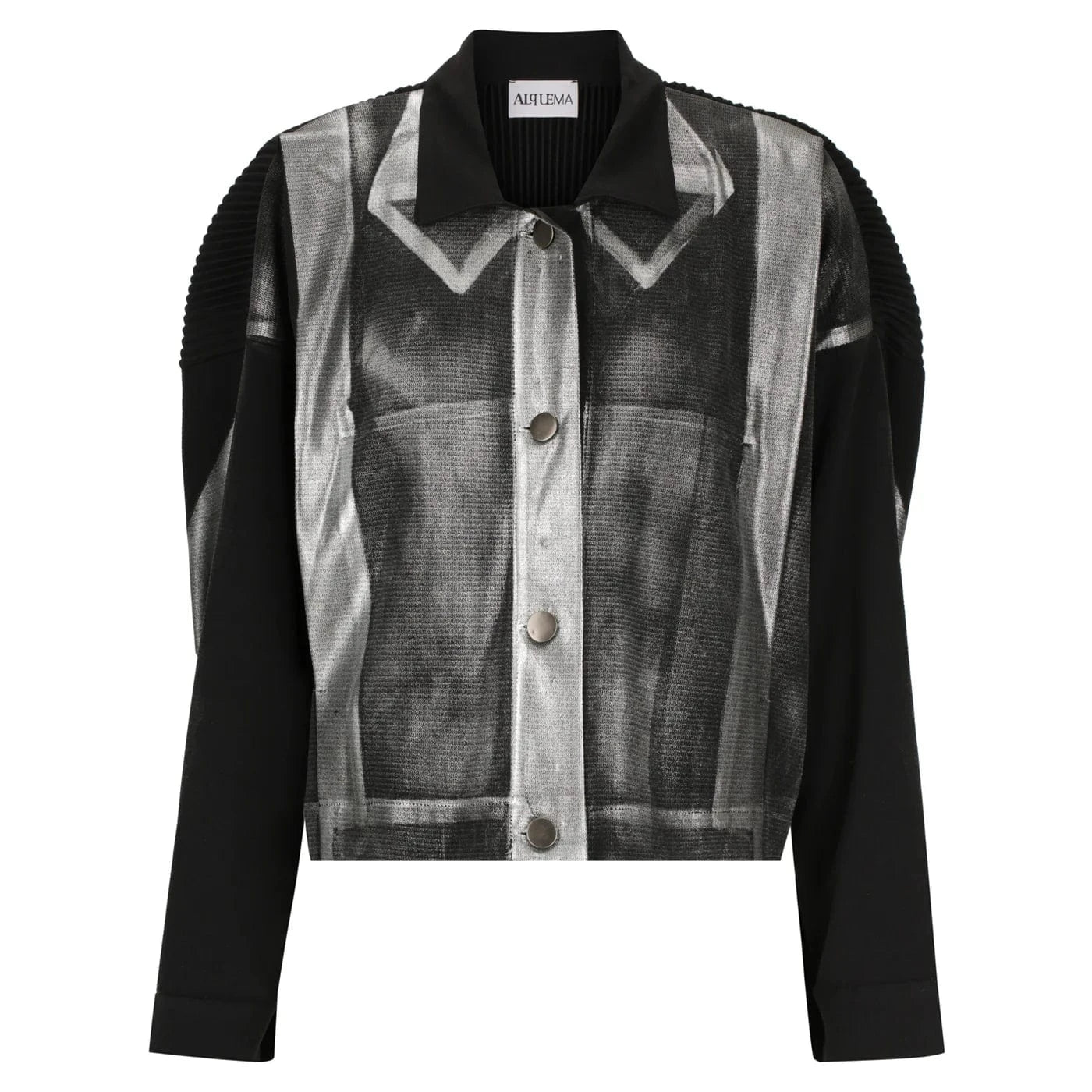 Alquema Foil Plisse Jacket - Black Silver Foil - Pinkhill -  - [] - Darwin boutique - Australian fashion design - Darwin Fashion - Australian Fashion Designer - Australian Fashion Designer Brands - Australian Fashion Design 