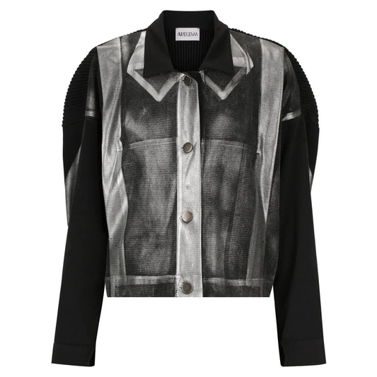 Alquema Foil Plisse Jacket - Black Silver Foil - Pinkhill -  - [] - Darwin boutique - Australian fashion design - Darwin Fashion - Australian Fashion Designer - Australian Fashion Designer Brands - Australian Fashion Design 