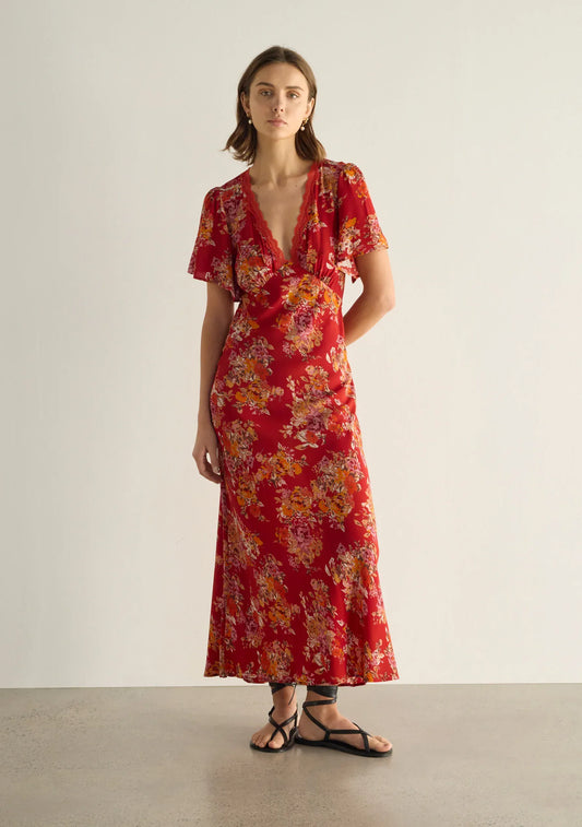 Auguste Calais Midi Dress - Red - Pinkhill -  - [] - Darwin boutique - Australian fashion design - Darwin Fashion - Australian Fashion Designer - Australian Fashion Designer Brands - Australian Fashion Design 