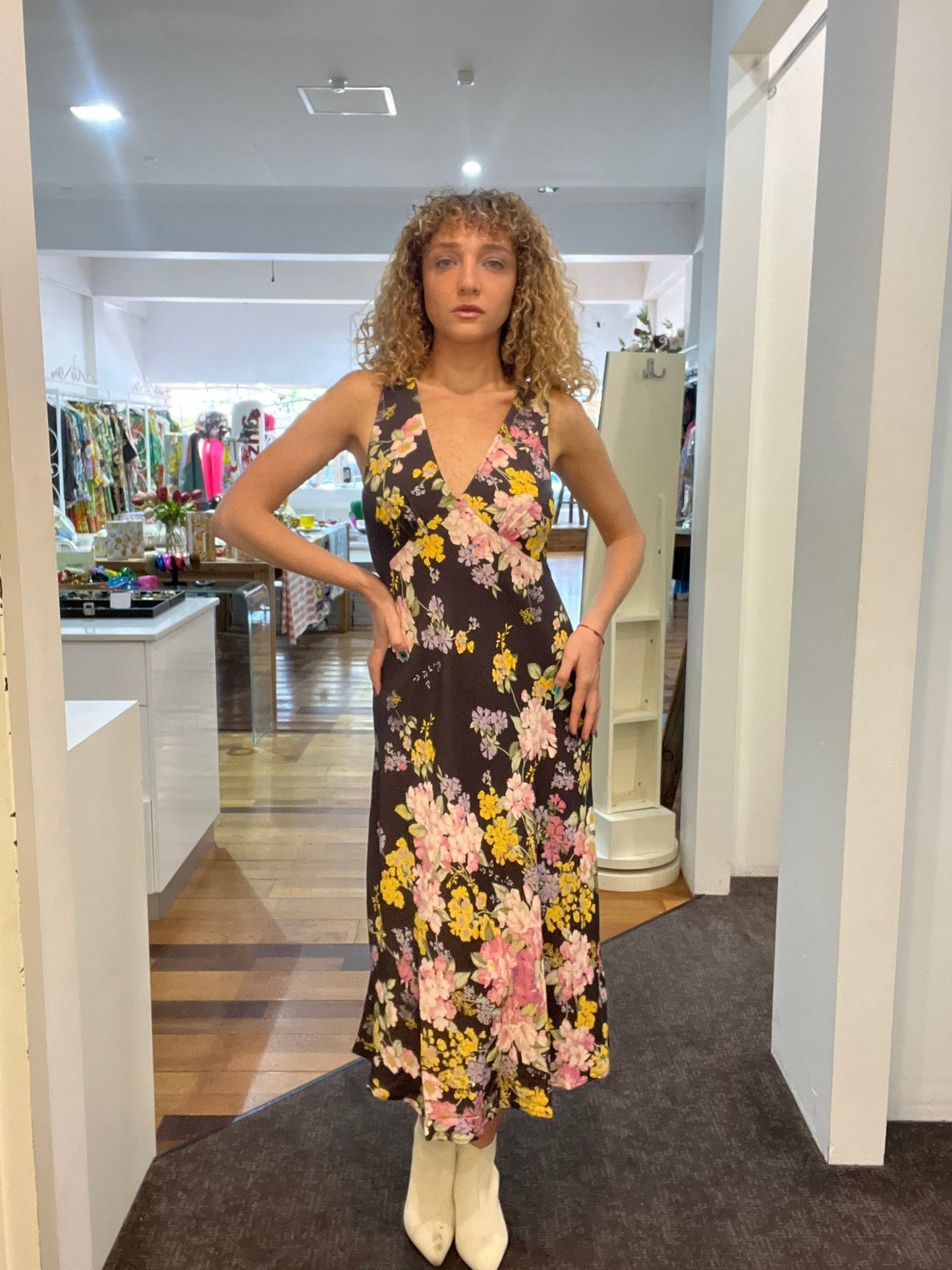 Auguste Lara Midi Dress - Charcoal - Pinkhill, Darwin boutique, Australian high end fashion, Darwin Fashion