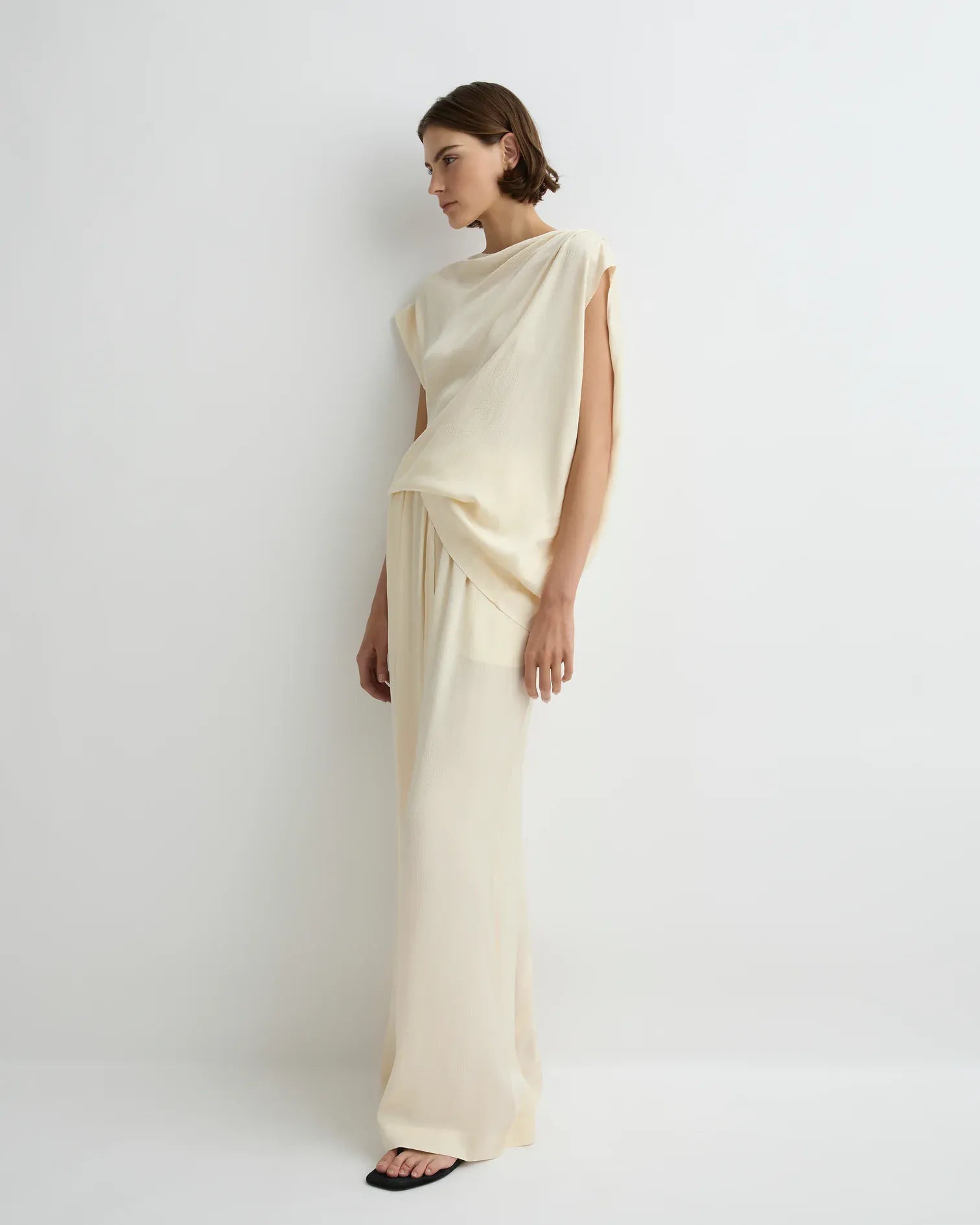 Bondi Born Ardea Draped Shoulder Top - Pearl - Pinkhill