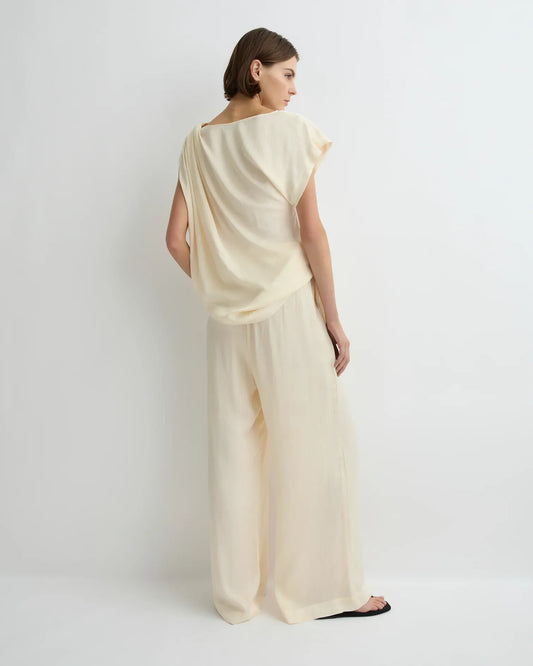 Bondi Born Ardea Draped Shoulder Top - Pearl