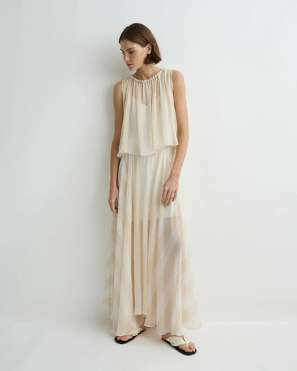 Bondi Born Capri Silk Circle Skirt - Ecru Stripe - Pinkhill