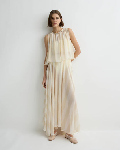 Bondi Born Capri Silk Circle Skirt - Ecru Stripe - Pinkhill