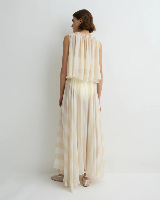 Bondi Born Capri Silk Circle Skirt - Ecru Stripe