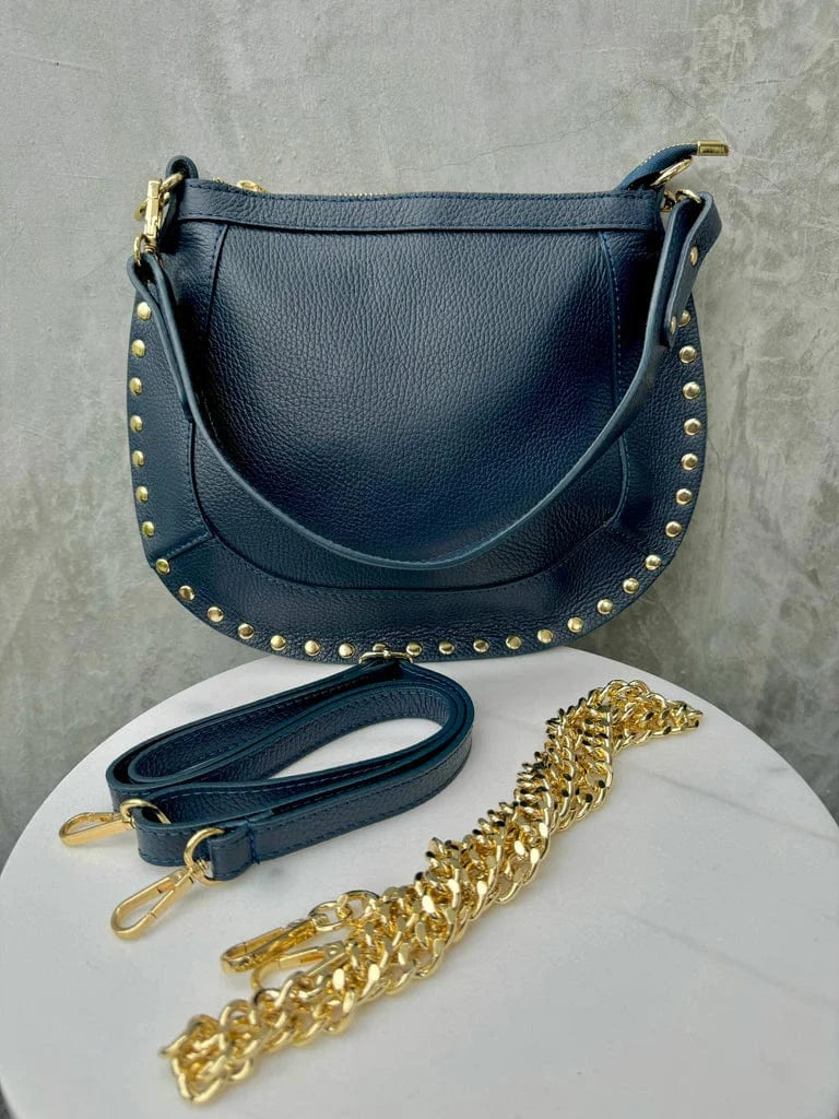 By Studio Zee Bonita - Navy Leather - Pinkhill -  - [] - Darwin boutique - Australian fashion design - Darwin Fashion - Australian Fashion Designer - Australian Fashion Designer Brands - Australian Fashion Design 