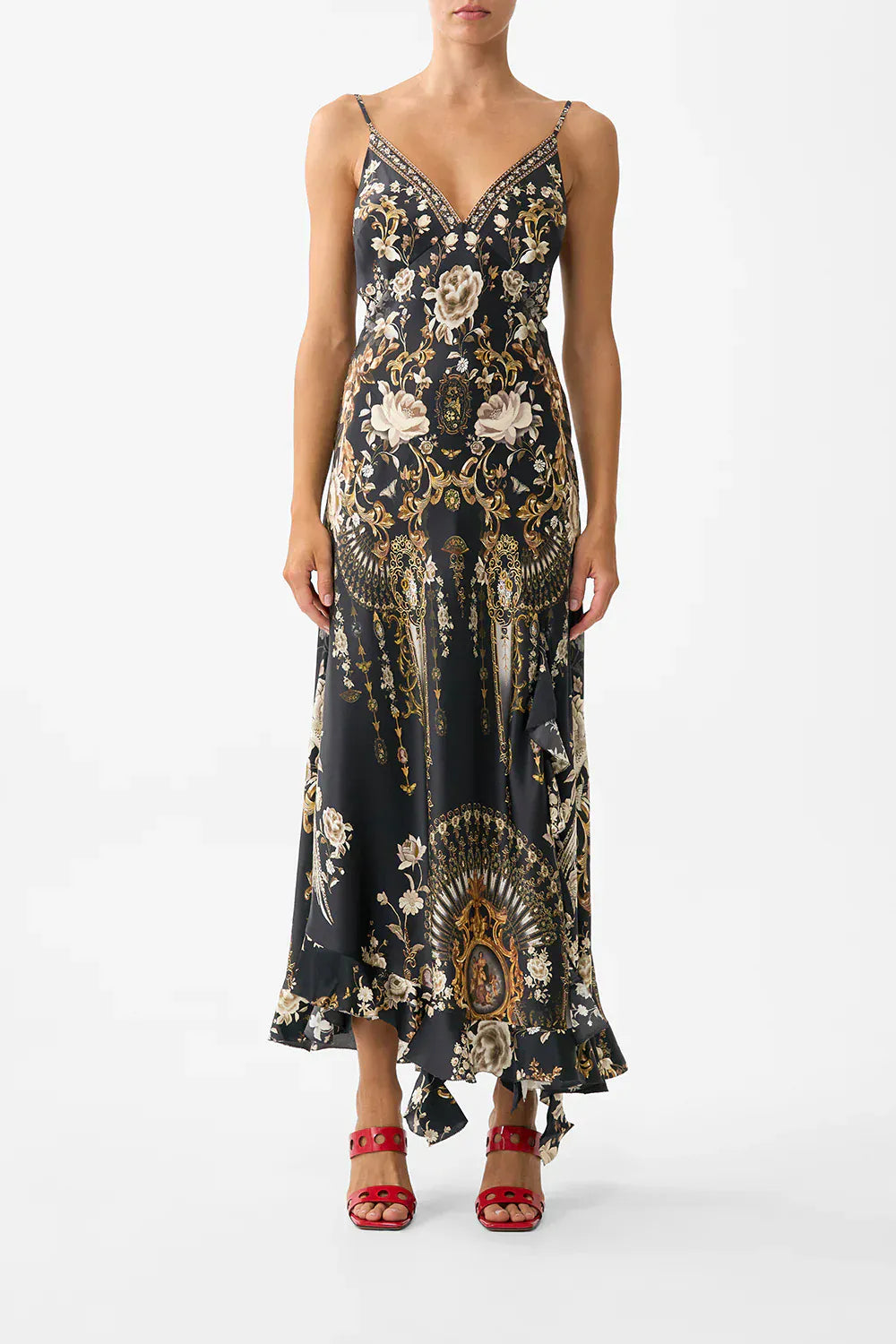 Camilla Bias Slip Dress With Frill Hem Flamenco Folklore - Pinkhill -  - [] - Darwin boutique - Australian fashion design - Darwin Fashion - Australian Fashion Designer - Australian Fashion Designer Brands - Australian Fashion Design 