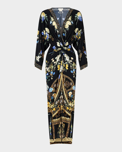 Camilla Long Split Front Twist Dress - Ottoman Elegance - Pinkhill -  -  - Darwin boutique - Australian fashion design - Darwin Fashion - Australian Fashion Designer - Australian Fashion Designer Brands - Australian Fashion Design 