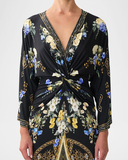 Camilla Long Split Front Twist Dress - Ottoman Elegance - Pinkhill -  -  - Darwin boutique - Australian fashion design - Darwin Fashion - Australian Fashion Designer - Australian Fashion Designer Brands - Australian Fashion Design 