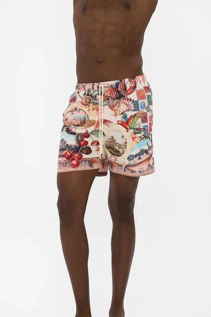 Camilla Mid Length Boardshort With Elastic Waist Notes From The Road - Pinkhill -  - [] - Darwin boutique - Australian fashion design - Darwin Fashion - Australian Fashion Designer - Australian Fashion Designer Brands - Australian Fashion Design 