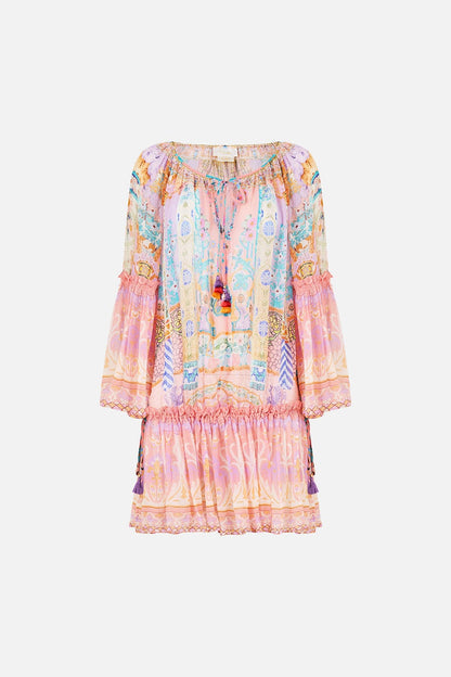 CAMILLA SHORT DROPPED WAIST DRESS WITH BELL SLEEVE HOWDY GAUDI