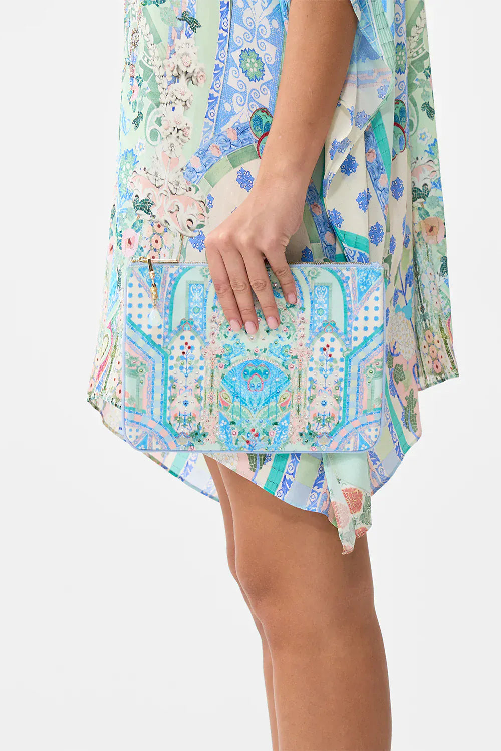 Camilla Small Canvas Clutch Midsummer Mosaics - Pinkhill