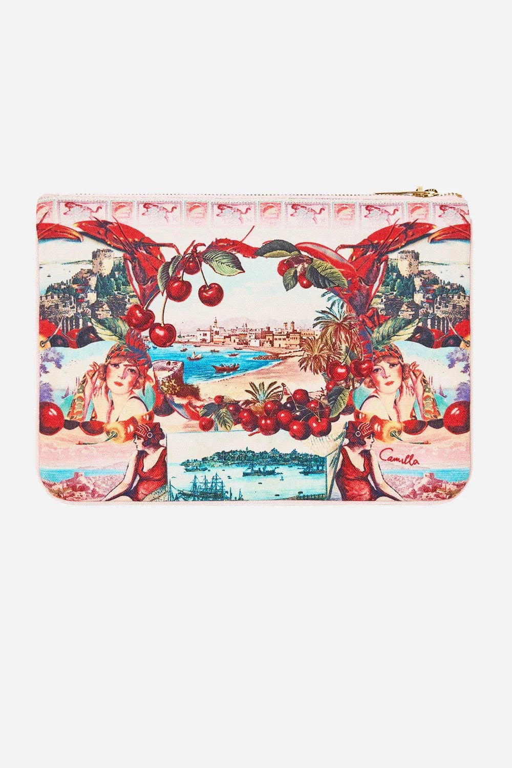 Camilla Small Canvas Clutch Notes From The Road - Pinkhill -  - [] - Darwin boutique - Australian fashion design - Darwin Fashion - Australian Fashion Designer - Australian Fashion Designer Brands - Australian Fashion Design 