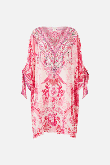 Camilla Tie Sleeve Short V Neck Kaftan Livin La Vida Rosa - Pinkhill