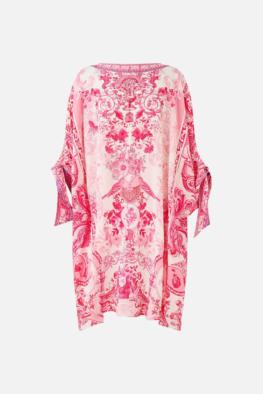 Camilla Tie Sleeve Short V Neck Kaftan Livin La Vida Rosa - Pinkhill