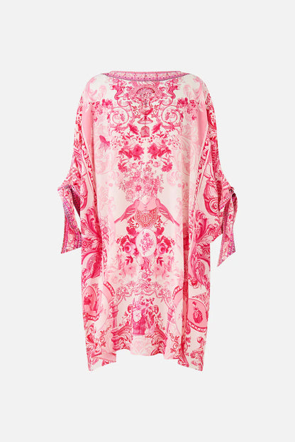Camilla Tie Sleeve Short V Neck Kaftan Livin La Vida Rosa - Pinkhill