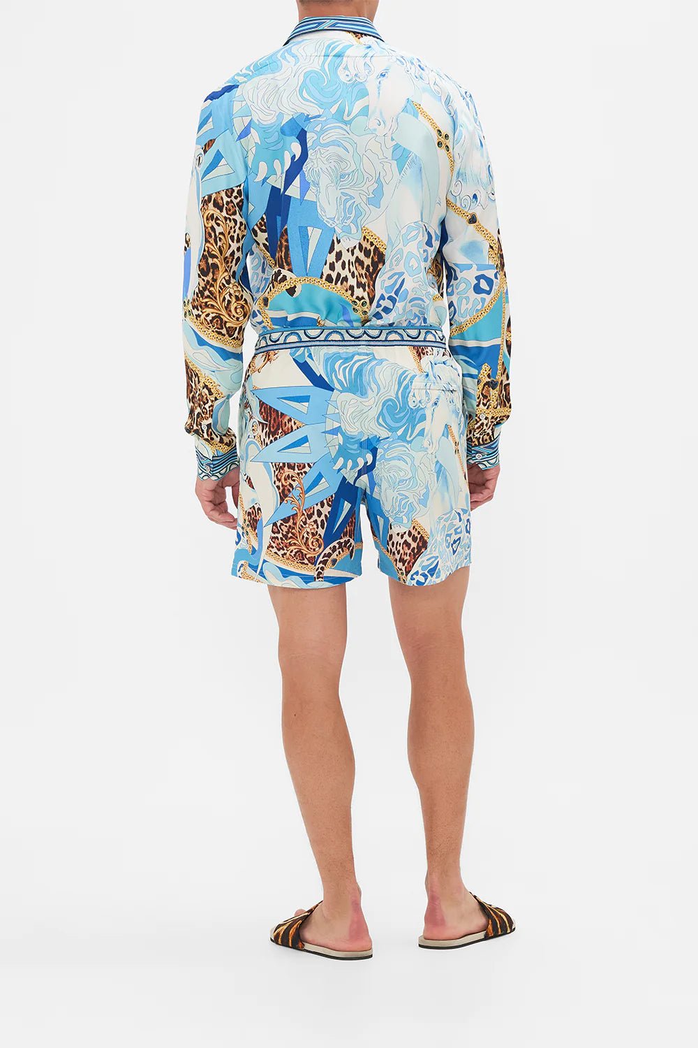 Camilla Mid Length Boardshort Sky Cheetah - Pinkhill, Darwin boutique, Australian high end fashion, Darwin Fashion