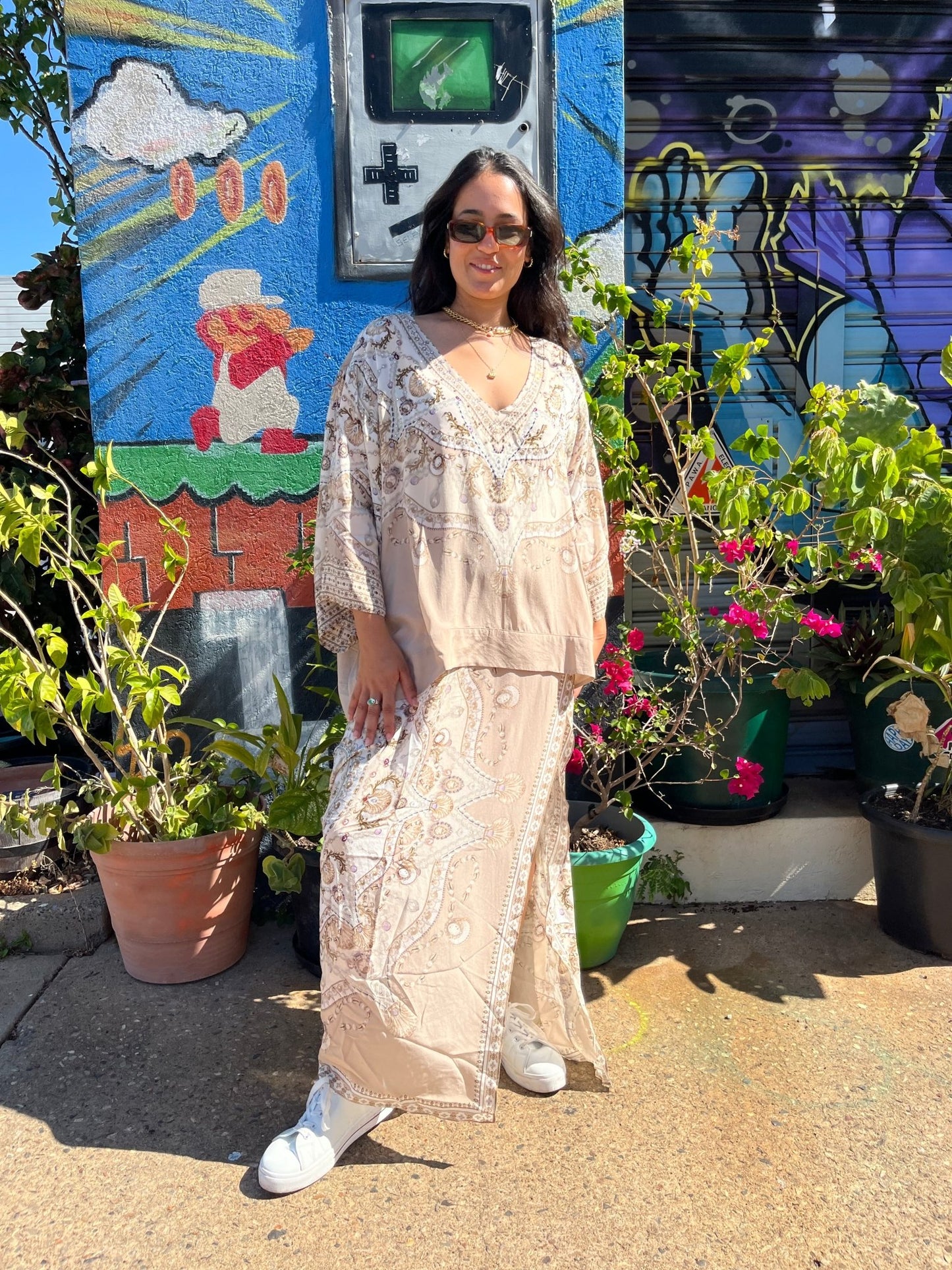 Camilla Overlay Kaftan With Split Front Grotto Goddess - Pinkhill - Camilla -  - Darwin boutique - Australian fashion design - Darwin Fashion - Australian Fashion Designer - Australian Fashion Designer Brands - Australian Fashion Design Kaftans