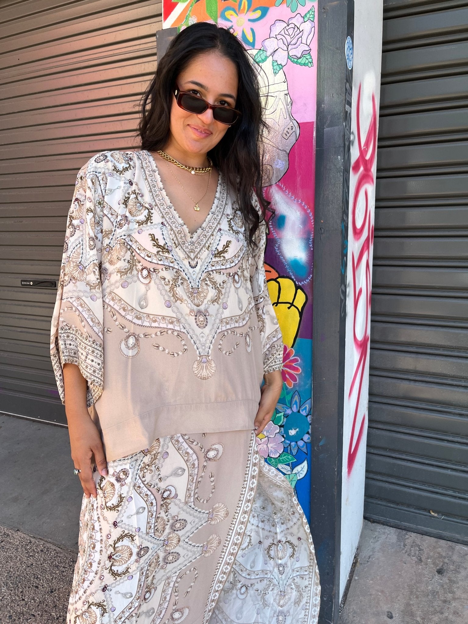 Camilla Overlay Kaftan With Split Front Grotto Goddess - Pinkhill - Camilla -  - Darwin boutique - Australian fashion design - Darwin Fashion - Australian Fashion Designer - Australian Fashion Designer Brands - Australian Fashion Design Kaftans