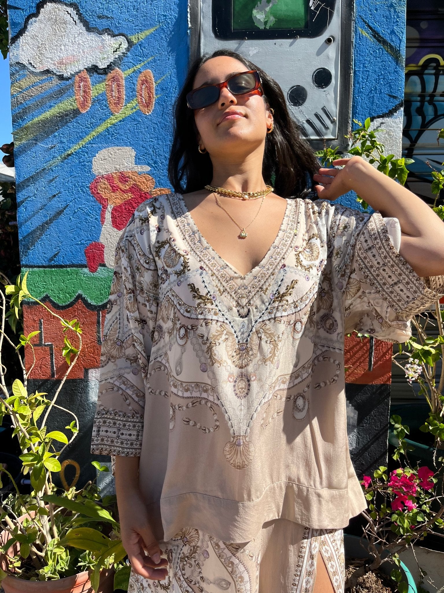 Camilla Overlay Kaftan With Split Front Grotto Goddess - Pinkhill - Camilla -  - Darwin boutique - Australian fashion design - Darwin Fashion - Australian Fashion Designer - Australian Fashion Designer Brands - Australian Fashion Design Kaftans