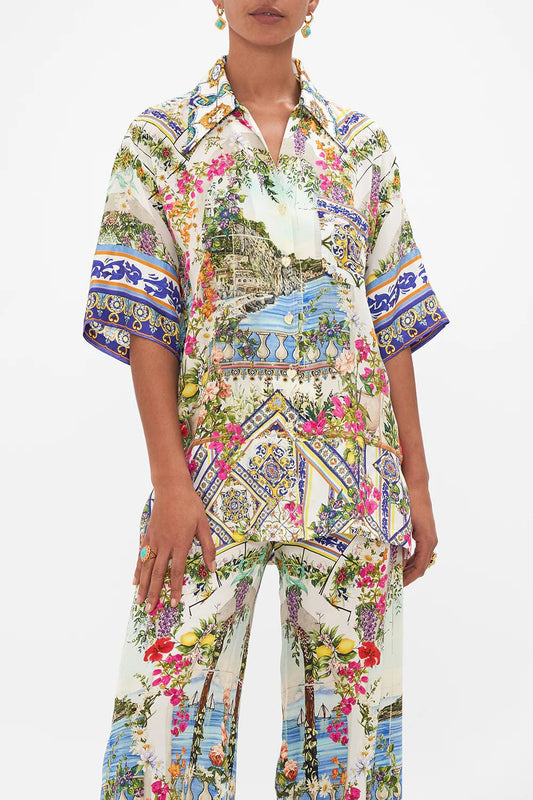 CAMILLA - Oversized Shirt With Pocket Amalfi Amore - Pinkhill, Darwin boutique, Australian high end fashion, Darwin Fashion