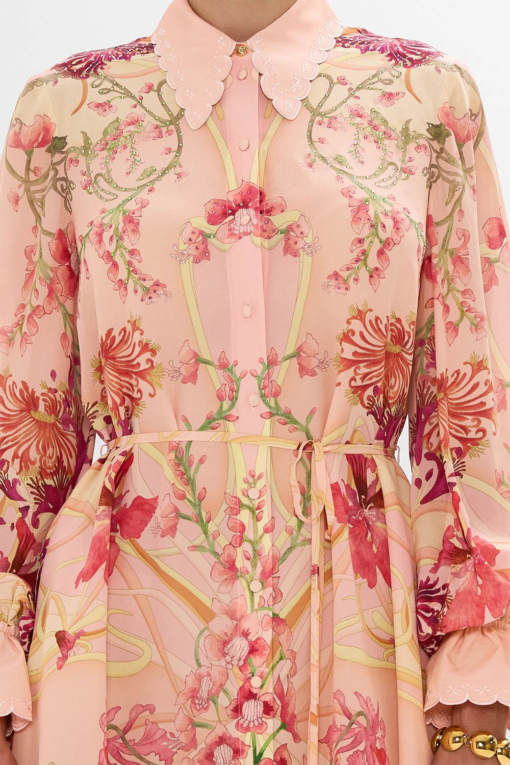 Camilla Shift Shirt Dress Blossoms And Brushstrokes - Pinkhill - Camilla -  - Darwin boutique - Australian fashion design - Darwin Fashion - Australian Fashion Designer - Australian Fashion Designer Brands - Australian Fashion Design Dresses