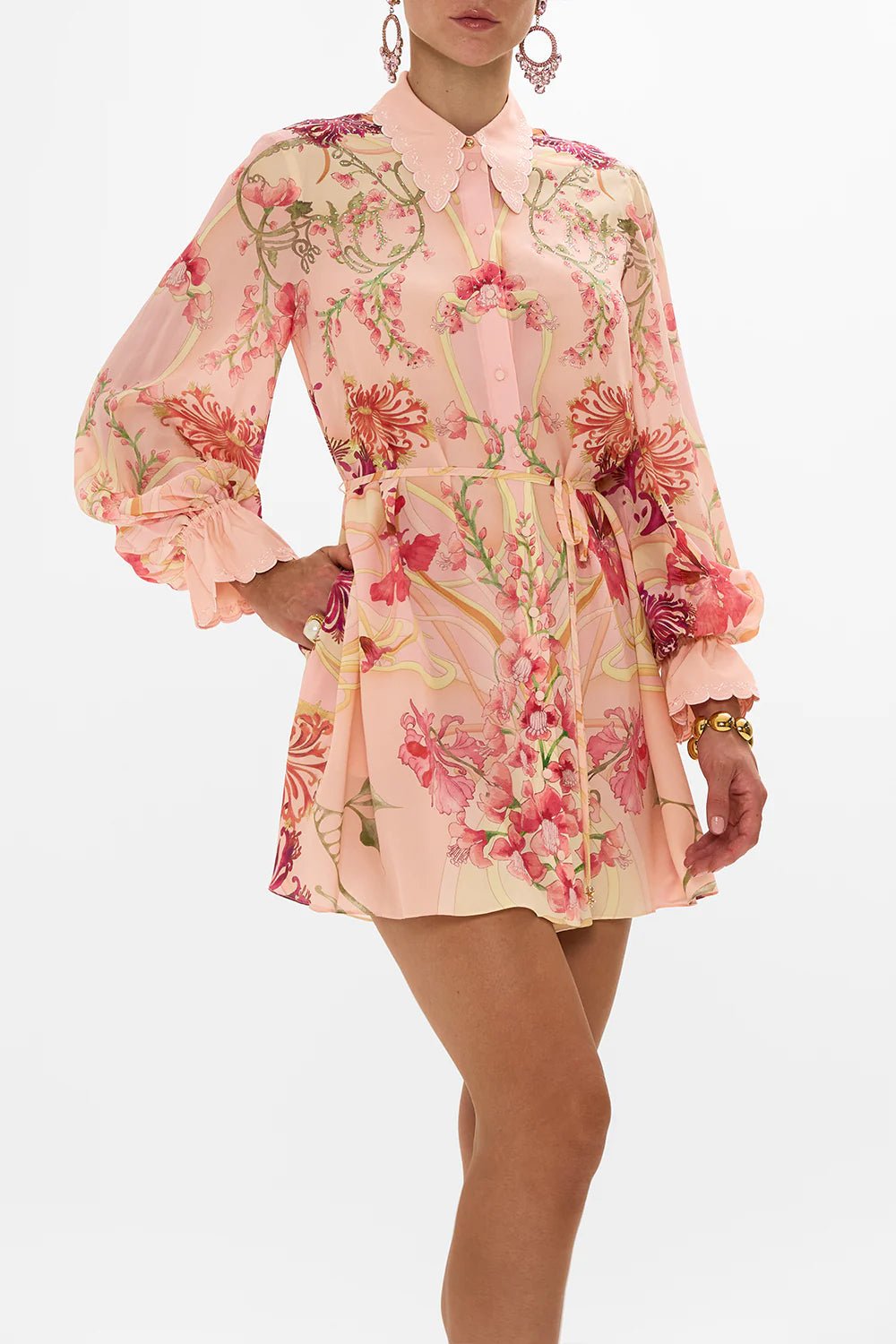 Camilla Shift Shirt Dress Blossoms And Brushstrokes - Pinkhill - Camilla -  - Darwin boutique - Australian fashion design - Darwin Fashion - Australian Fashion Designer - Australian Fashion Designer Brands - Australian Fashion Design Dresses