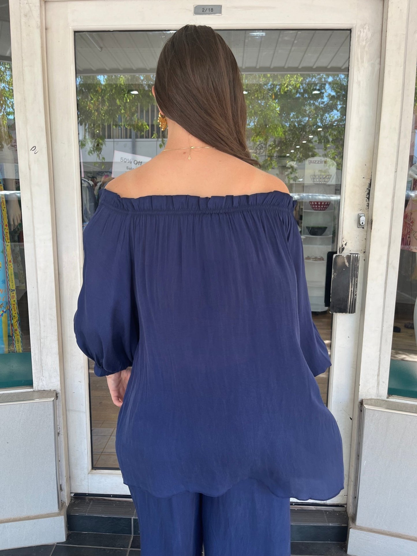 Czarina Off Shoulder Top - Navy - Czarina - Pinkhill - darwin fashion - darwin boutique