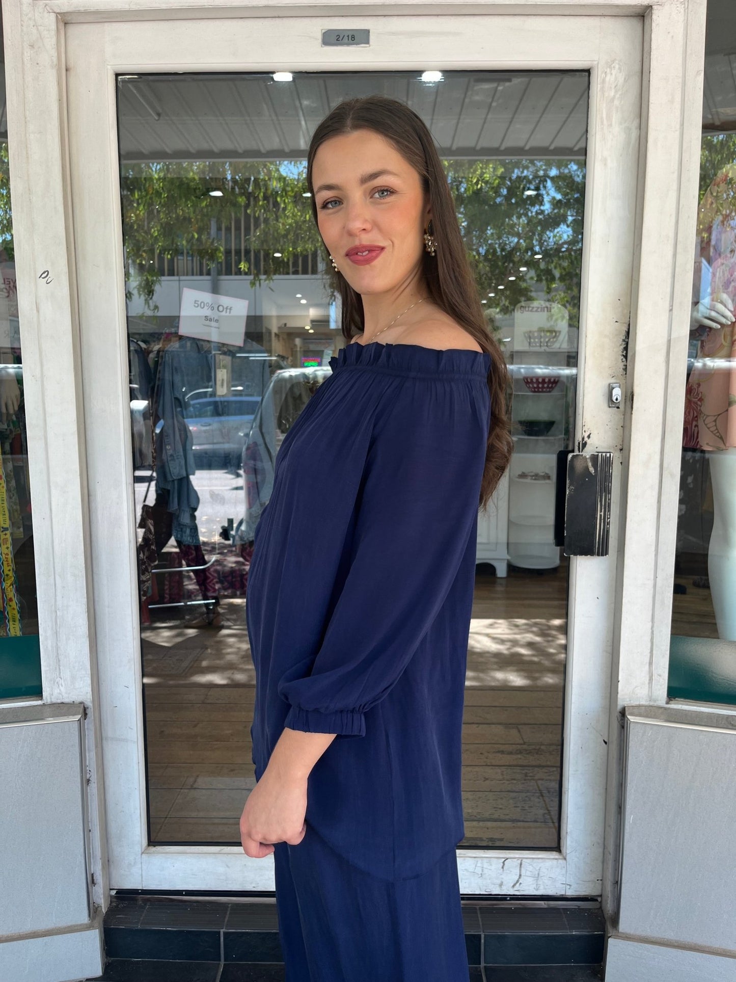 Czarina Off Shoulder Top - Navy - Czarina - Pinkhill - darwin fashion - darwin boutique