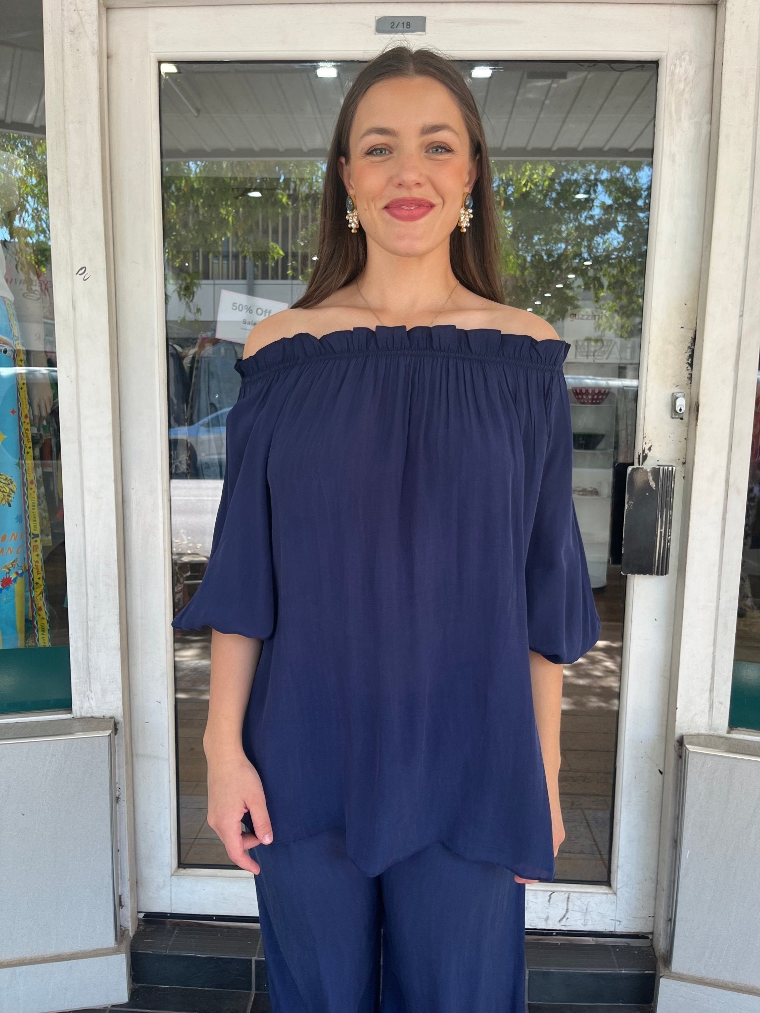 Czarina Off Shoulder Top - Navy - Czarina - Pinkhill - darwin fashion - darwin boutique