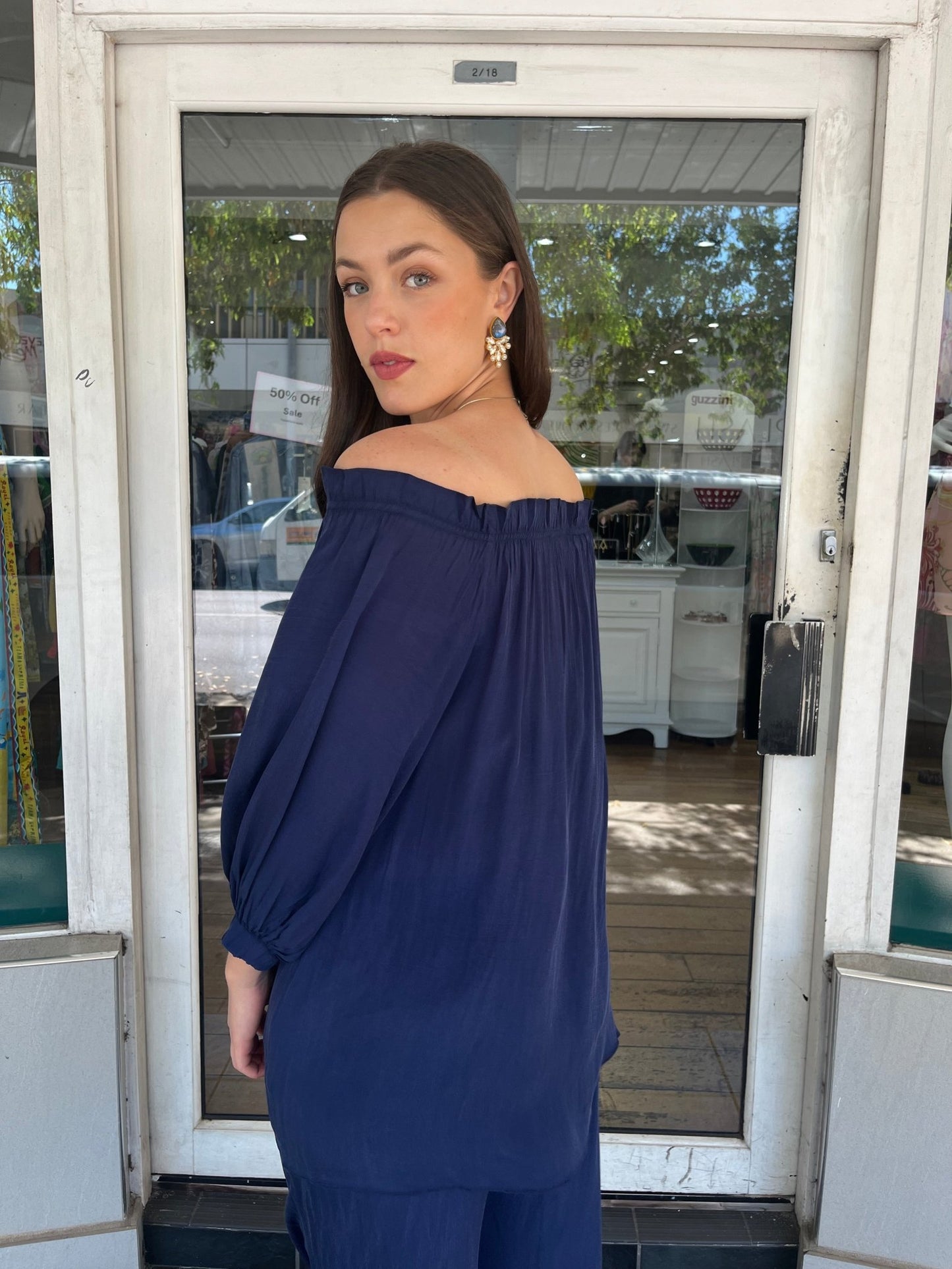 Czarina Off Shoulder Top - Navy - Czarina - Pinkhill - darwin fashion - darwin boutique