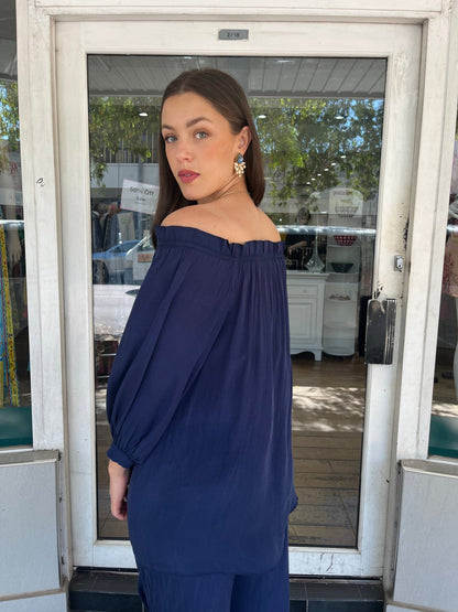 Czarina Off Shoulder Top - Navy - Czarina - Pinkhill - darwin fashion - darwin boutique