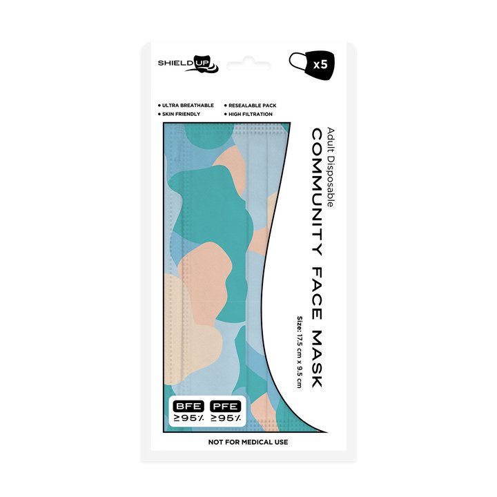 Disposable Face Mask - Palette - Beachfront - 5 Pack | Shield Up - Pinkhill - Shield Up -  - Darwin boutique - Australian fashion design - Darwin Fashion - Australian Fashion Designer - Australian Fashion Designer Brands - Australian Fashion Design Mask