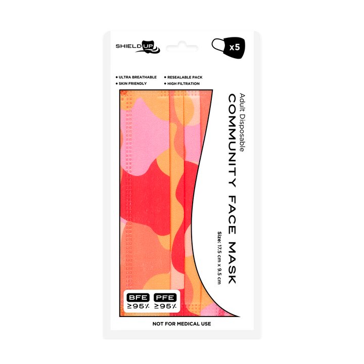 Disposable Face Mask - Palette - Sunset - 5 Pack | Shield Up - Pinkhill - Shield Up -  - Darwin boutique - Australian fashion design - Darwin Fashion - Australian Fashion Designer - Australian Fashion Designer Brands - Australian Fashion Design Mask