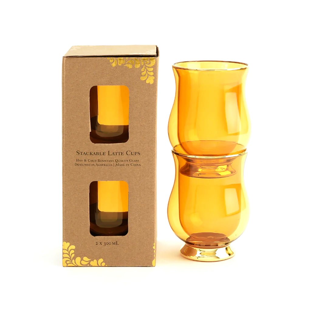 Double Wall Latte Glasses – Yellow – Set of 2 - Pinkhill, Darwin boutique, Australian high end fashion, Darwin Fashion
