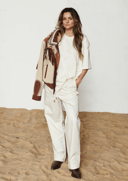 Farmer By Whitney Paisley Emboss Drawstring Pant