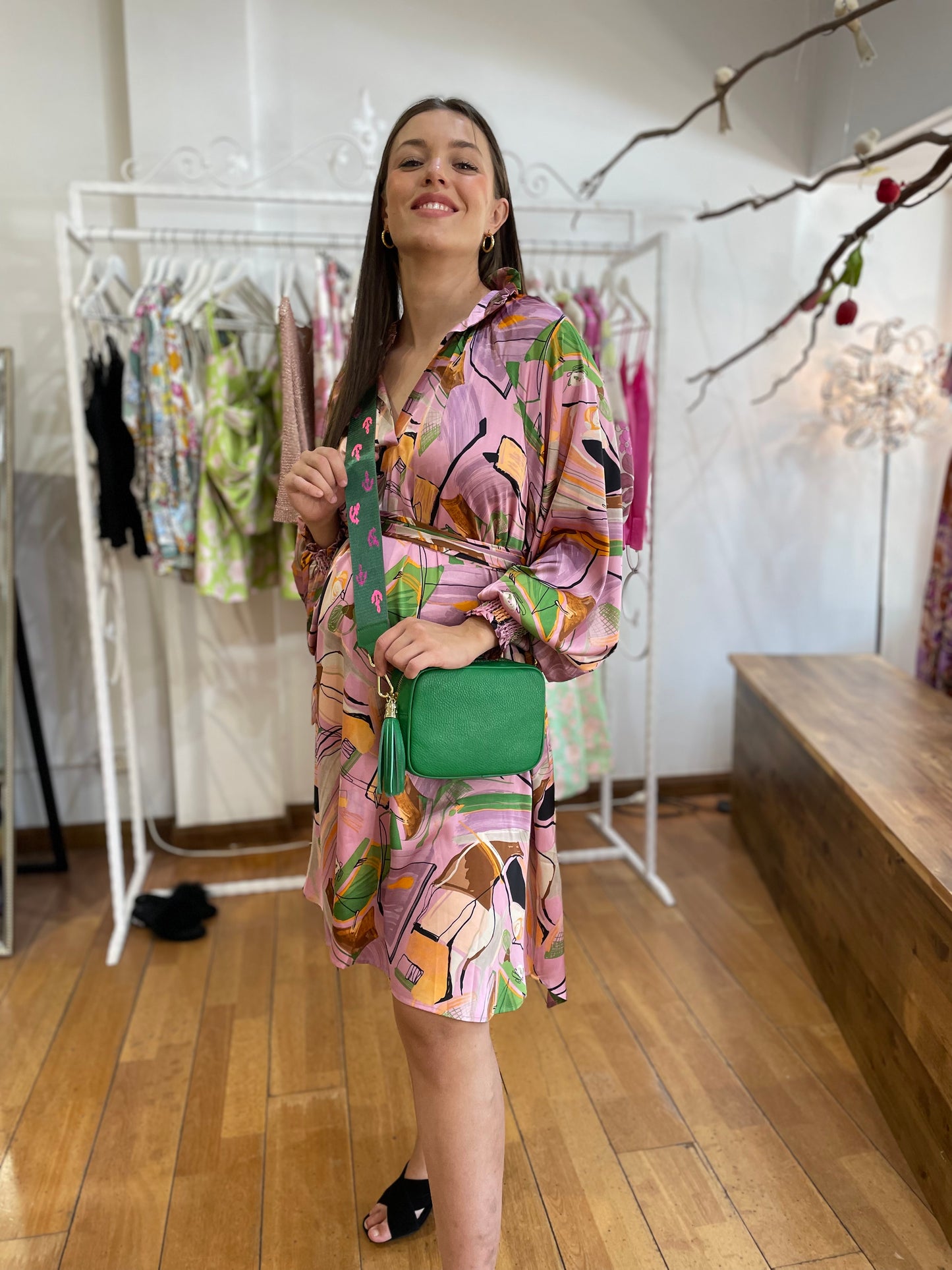 Italian Leather Bag - Green - Pinkhill, Darwin boutique, high end fashion, Darwin Fashion