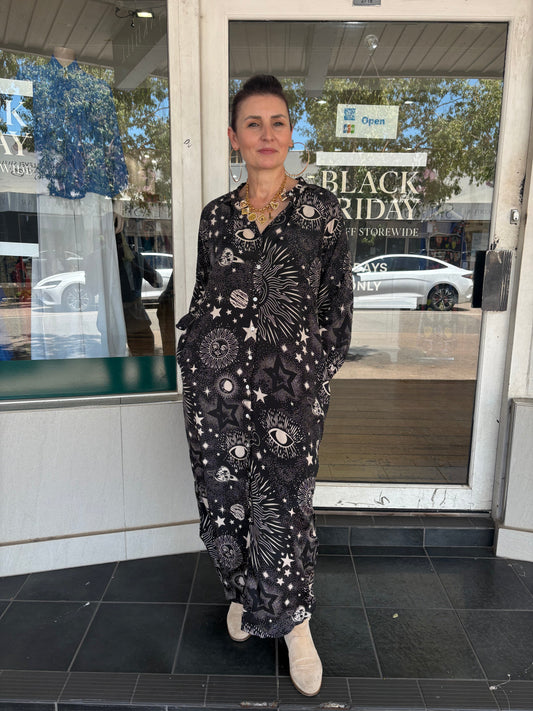 Italian Star Cosmic Shirtdress - Black
